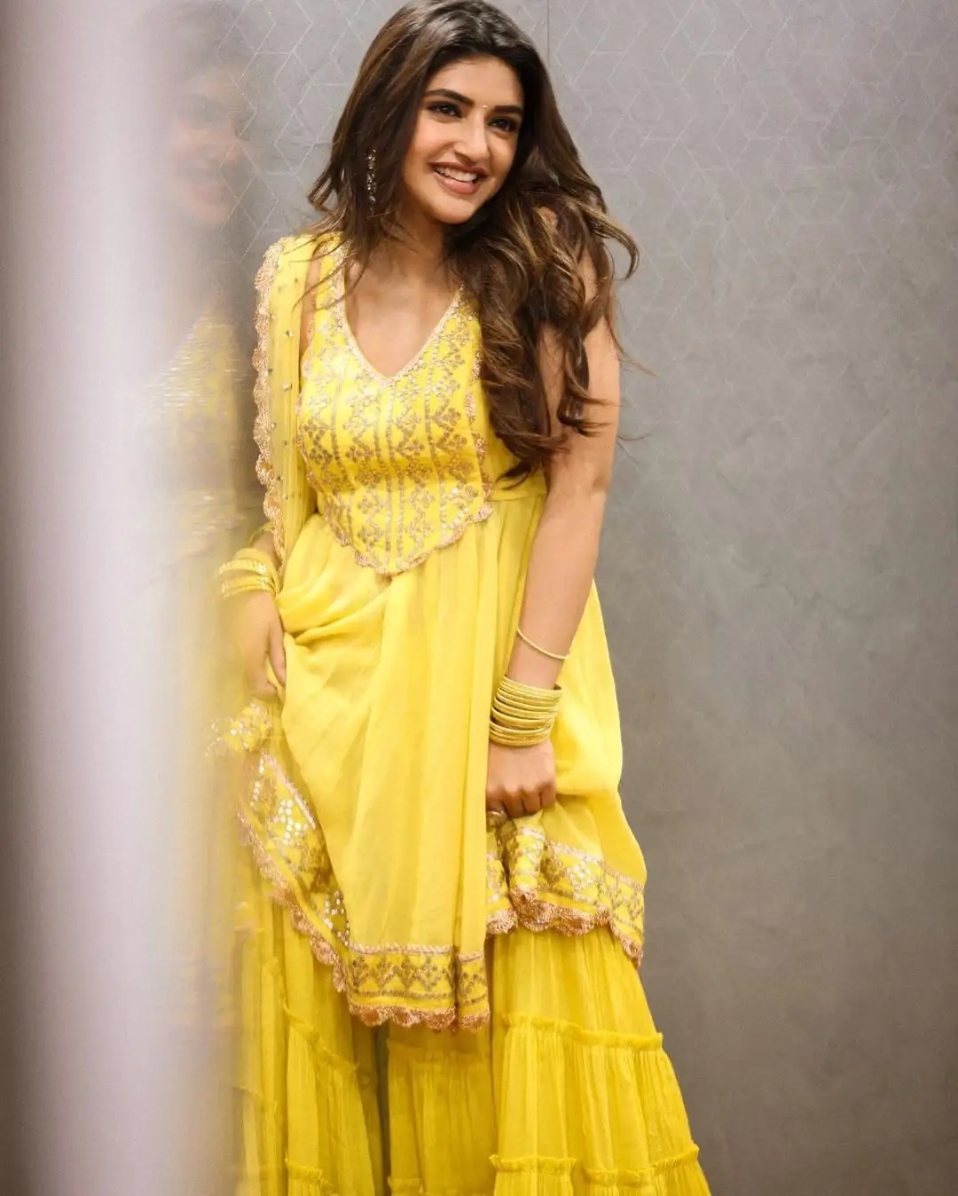 Beautiful Indian Actress Sreeleela in Yellow Dress